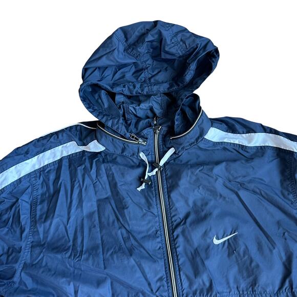 Nike y2k Vintage Windbreaker NavyBlue Mens XL ZipUp - Picture 3 of 5
